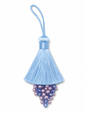 Sky Blue Thread Tassel Latkan with Pearl & Crystal Beads – 1 Piece