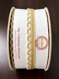 Gold Pearl Scallop Lace Trim – Elegant Beaded Border for Sarees, Lehengas & Bridal Wear