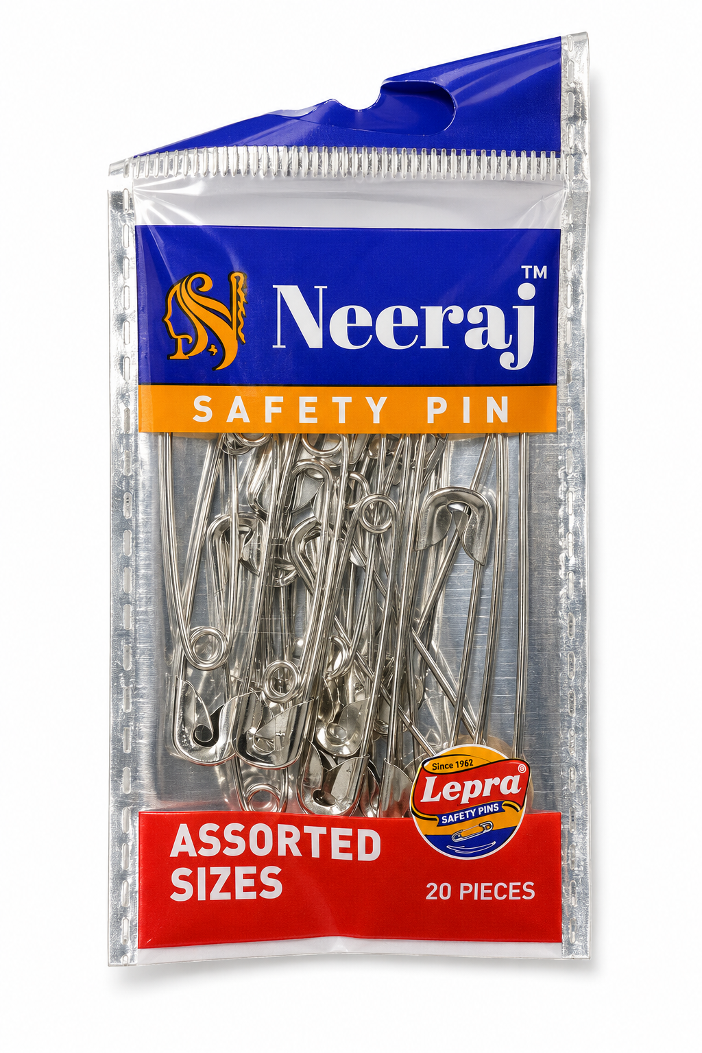 Assorted Safety Pins – Pack of 20 Stainless Steel Safety Pins for Sewing, Crafts & Household Use