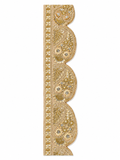 Premium Gold Paisley Embroidered Scalloped Lace Trim – Decorative Border (Sold by Meter)