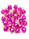 Hot Pink Heart Crystal Decorative Charm – Gold Loop Pendant for DIY Latkan, Jewelry & Craft Projects