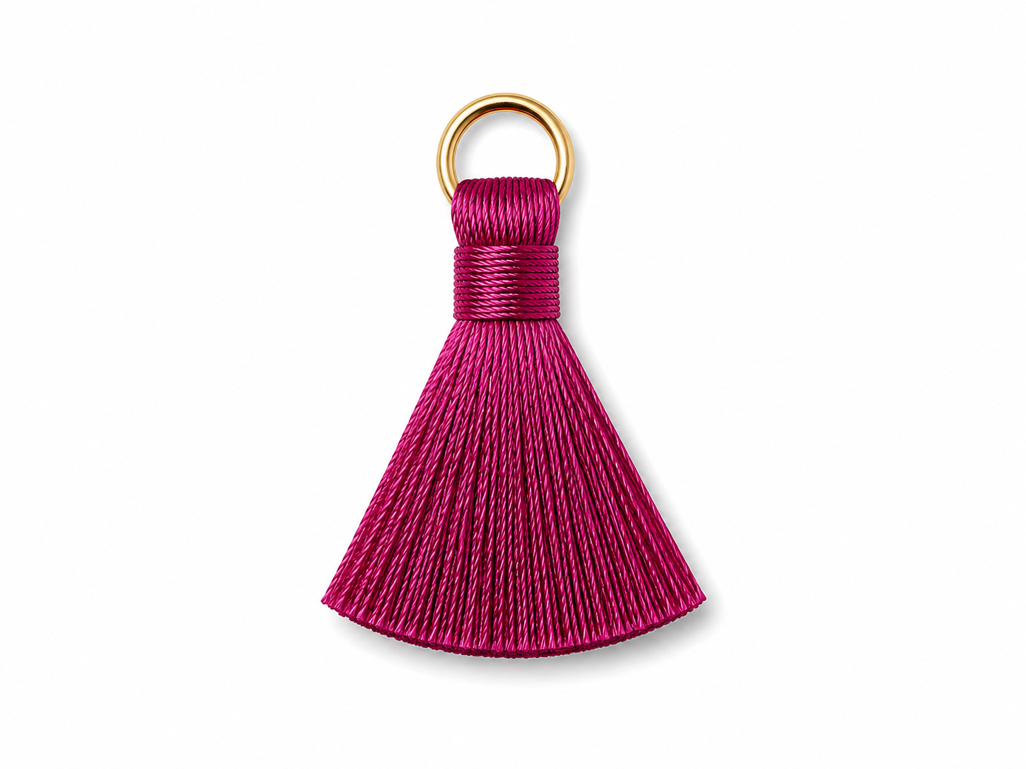 Hot Pink Thread Tassel Latkan with Golden Ring – 1 Piece