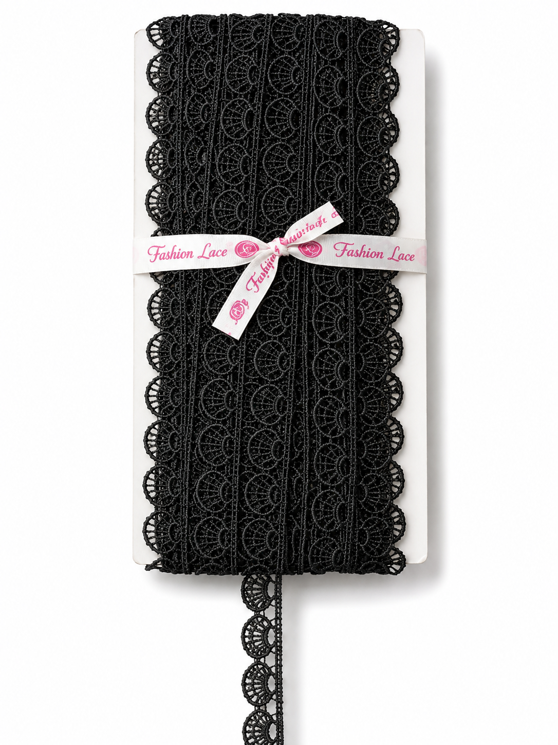 🖤 Black Cotton Scalloped Lace Trim – Elegant Vintage Crochet Style Lace