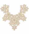 Premium Beaded Neck Appliqué Patch – Ivory Floral Design