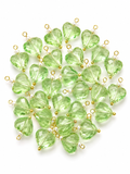 Light Green Heart Crystal Decorative Charm – Gold Loop Pendant for DIY Latkan, Jewelry & Craft Projects