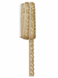 Premium Gold Scalloped Floral Lace Trim – Decorative Embroidered Border (Sold by Meter)