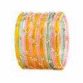 Pastel Crystal Stone Bangles Set for Women | Multicolor Traditional Glass Look Bangles | Ethnic Fashion Jewelry