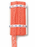 Coral Peach Embroidered Lace Trim – Decorative Eyelet Mesh Border for Sewing & Craft Projects