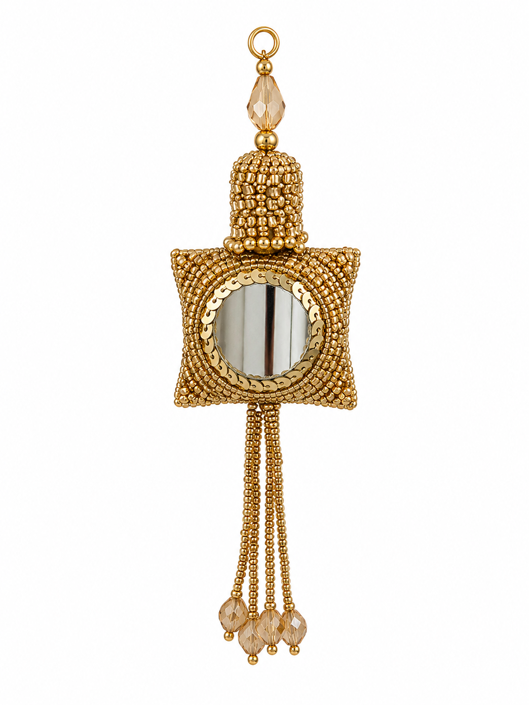 Premium Mirror Beaded Latkan Tassel – Gold