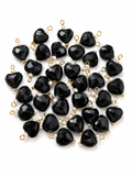 Black Heart Crystal Decorative Charm – Gold Loop Pendant for DIY Latkan, Jewelry & Craft Projects