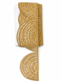 Premium Heavy Golden Embroidered Lace Trim – Designer Sequin Border for Saree & Lehenga