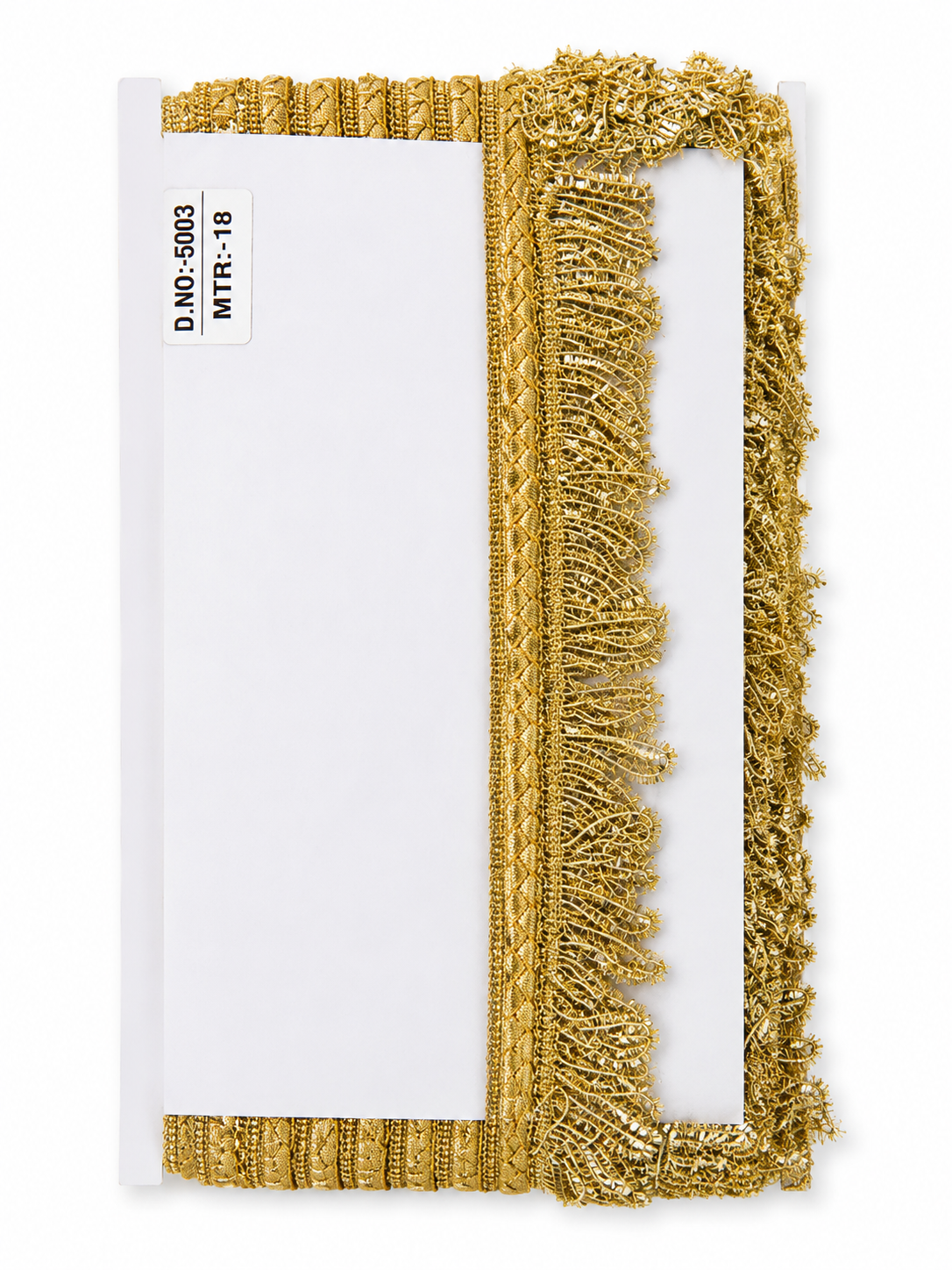 Golden Decorative Lace Fringe Trim – Premium Metallic Border for Dresses, Sarees & Home Décor