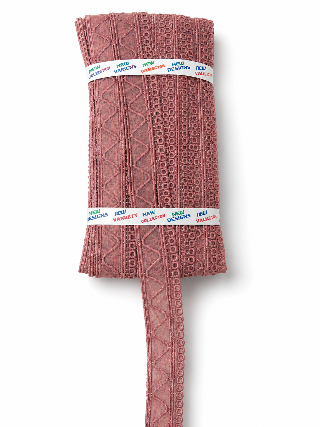 Dusty Rose Embroidered Lace Trim – Decorative Eyelet Mesh Border for Sewing & Craft Projects
