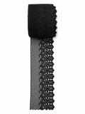 Premium Black Floral Mesh Lace Trim – Embroidered Decorative Border (Sold by Meter)