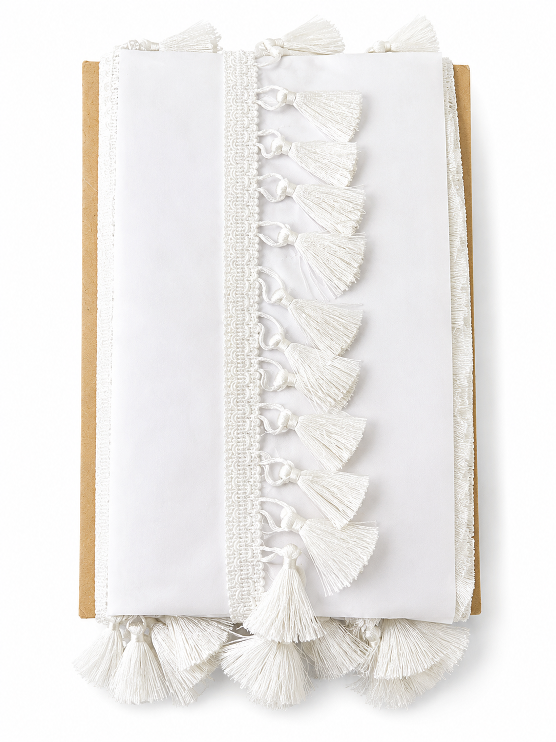 White Tassel Fringe Trim – Decorative Cotton Tassel Border for Curtains, Cushions & Craft Projects