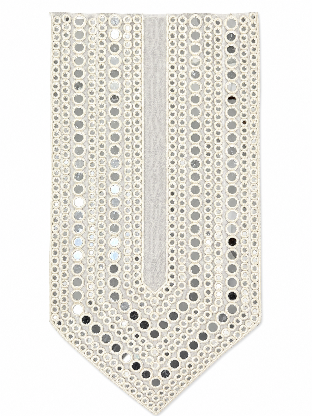 Premium White Mirror Neck Patch – Designer Embroidered Kurti Neck Appliqué (1 Piece)