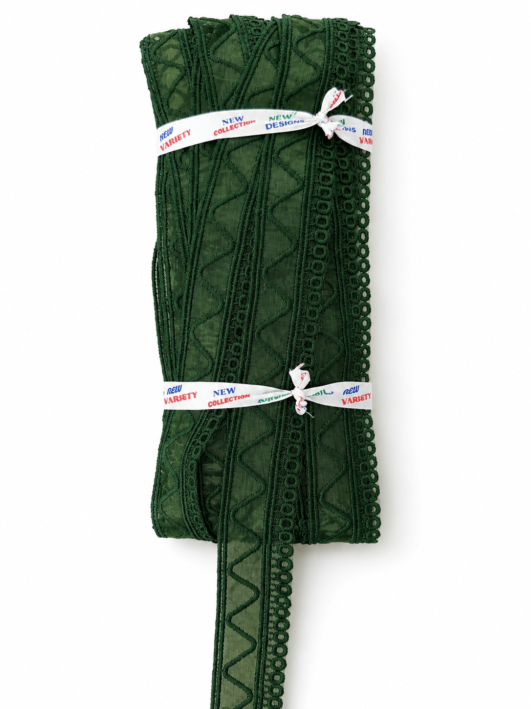 Forest Green Embroidered Lace Trim – Decorative Eyelet Mesh Border for Sewing & Craft Projects