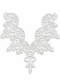 White Floral Lace Neck Appliqué – Embroidered V-Neck Sew-On Patch for Kurtis, Blouses & Dresses
