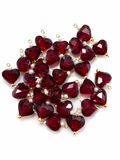 Dark Ruby Heart Crystal Decorative Charm – Gold Loop Pendant for DIY Latkan, Jewelry & Craft Projects