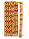 Red & Yellow Gota Patti Lace Trim – Diamond Pattern Decorative Border for Sewing & Crafts