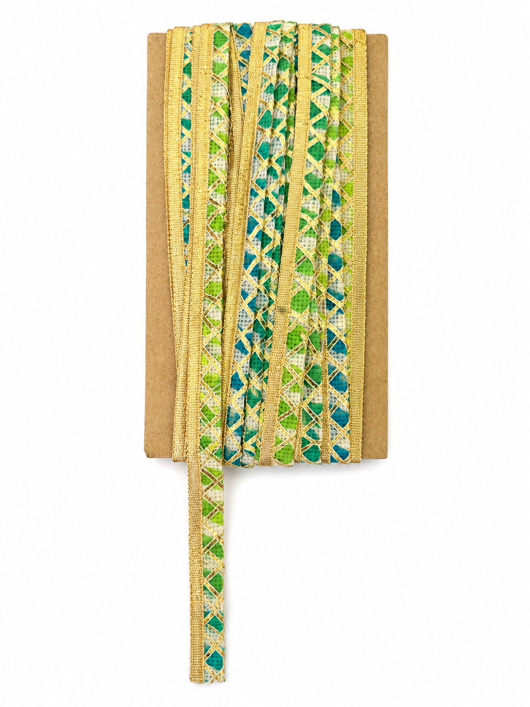 Multicolor & Gold Diamond Pattern Lace Trim – Decorative Border for Saree, Suit & Craft Work