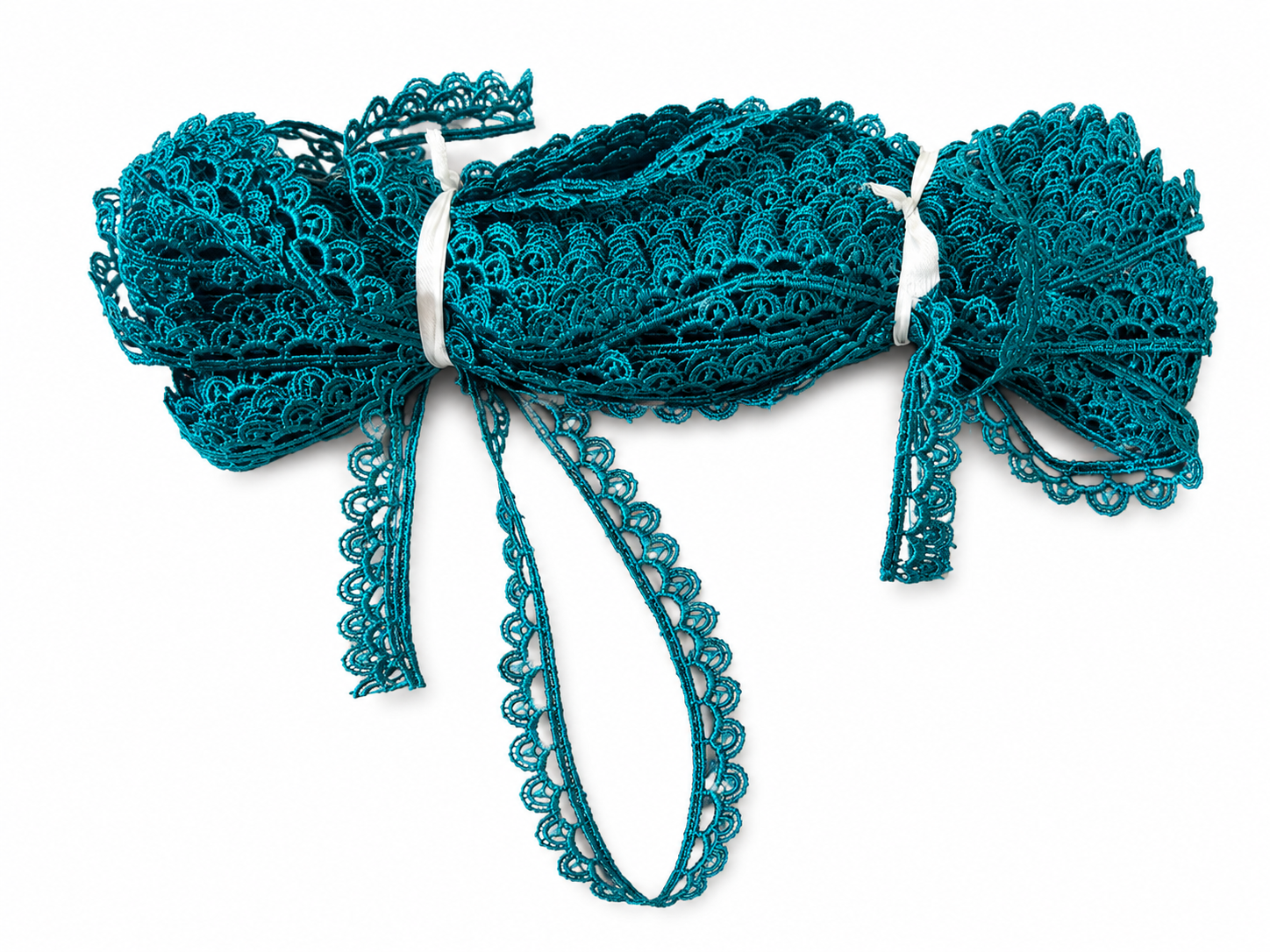 Teal Scalloped Crochet Lace Trim – Decorative Border Lace for Sewing & DIY Crafts