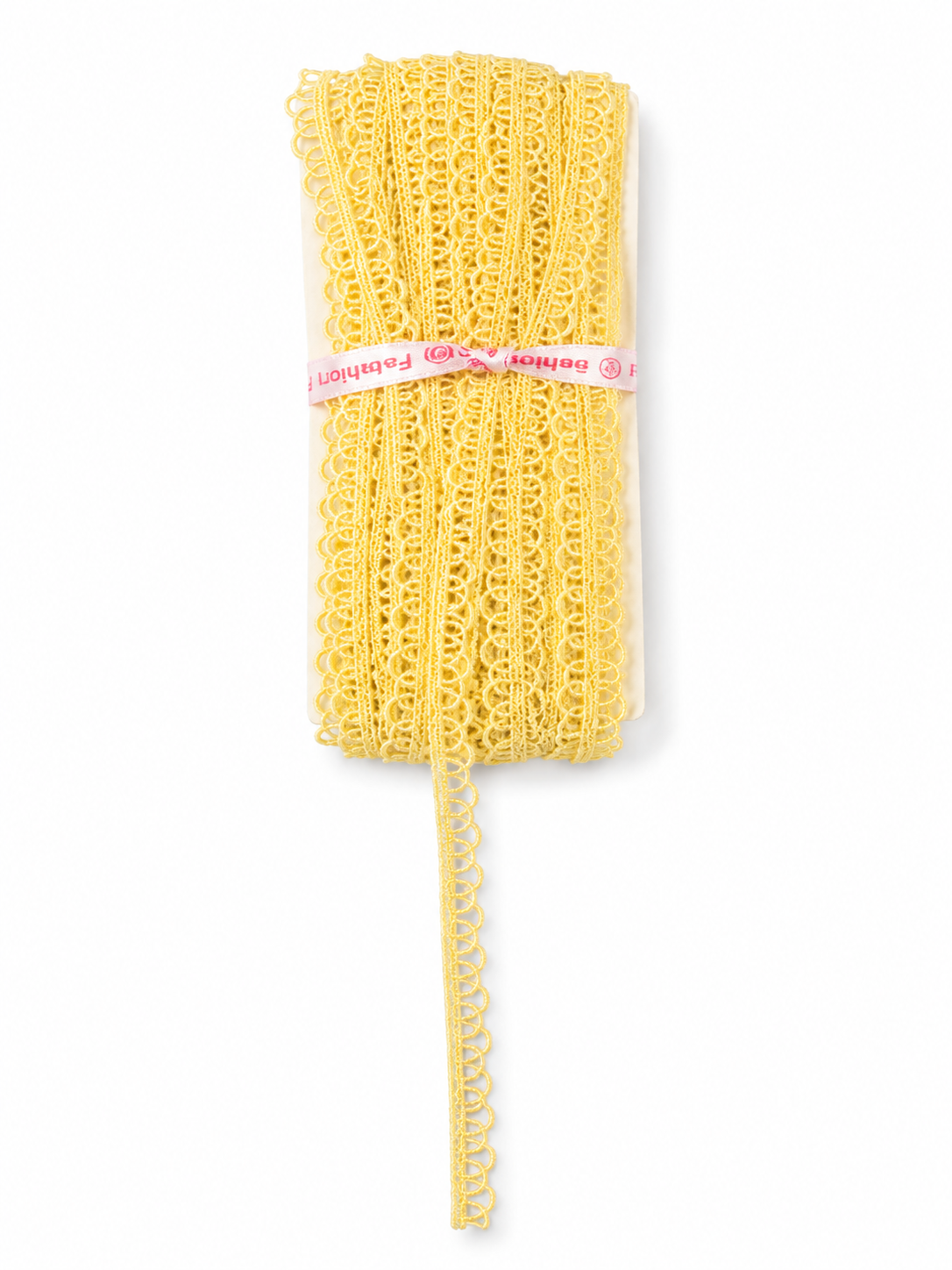 Pastel Yellow Crochet Lace Trim – Decorative Scalloped Border Lace for Sewing & Craft Projects