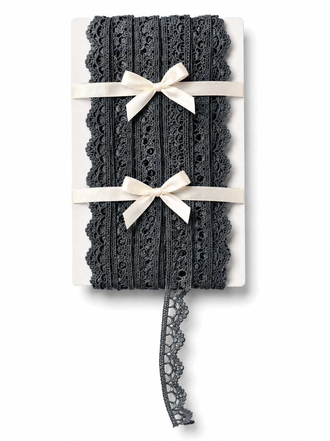✨ Charcoal Gray Decorative Crochet Lace Trim – Elegant Sewing & Craft Border