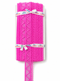 Hot Pink Embroidered Lace Trim – Decorative Eyelet Mesh Border for Sewing & Craft Projects