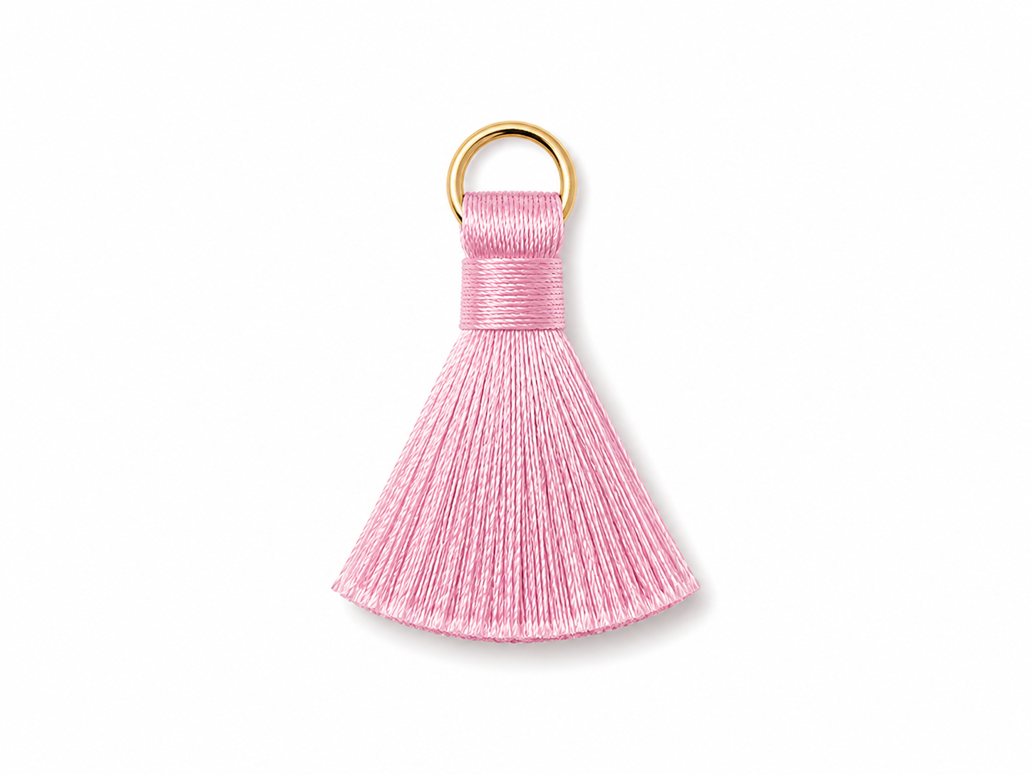 Baby Pink Thread Tassel Latkan with Golden Ring – 1 Piece