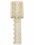 Luxury Gold & Ivory Floral Embroidered Border Lace – Premium Decorative Trim (Sold by the Meter)