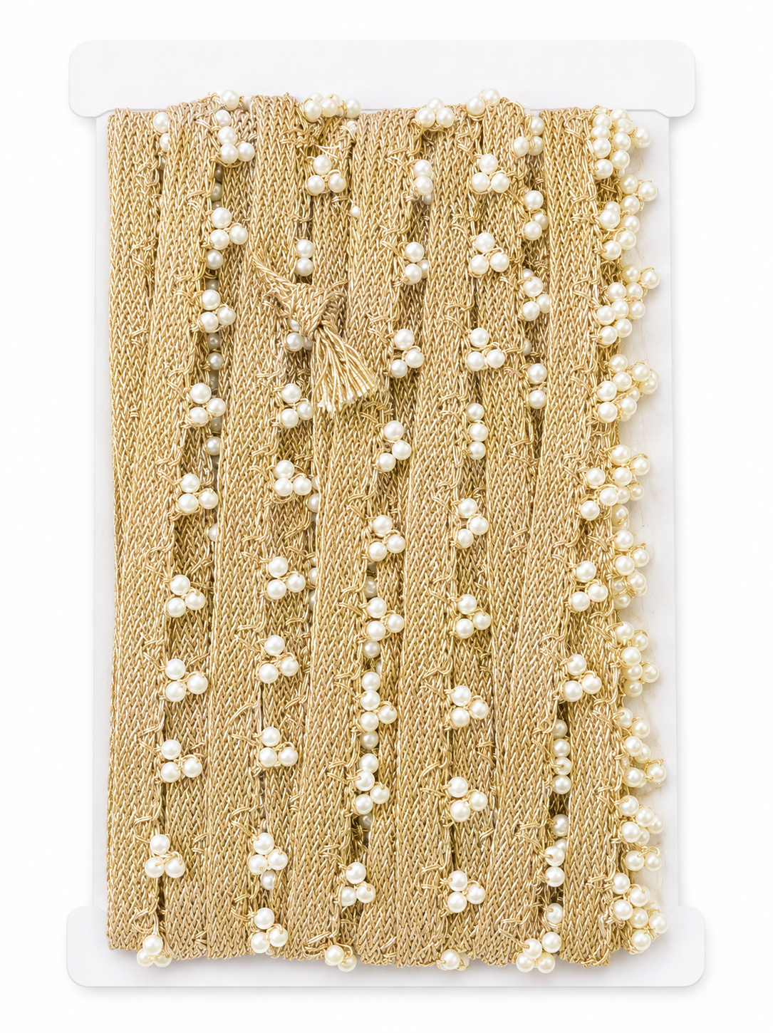 Gold Pearl Vine Decorative Trim – Elegant Pearl Embellishment Lace for Bridal Wear, Dresses & Crafts
