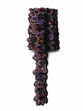 Black & Multicolor Floral Sequin Lace Trim