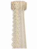 Premium Beige Floral Embroidered Lace Trim – Elegant Scalloped Decorative Border (Sold by Meter)