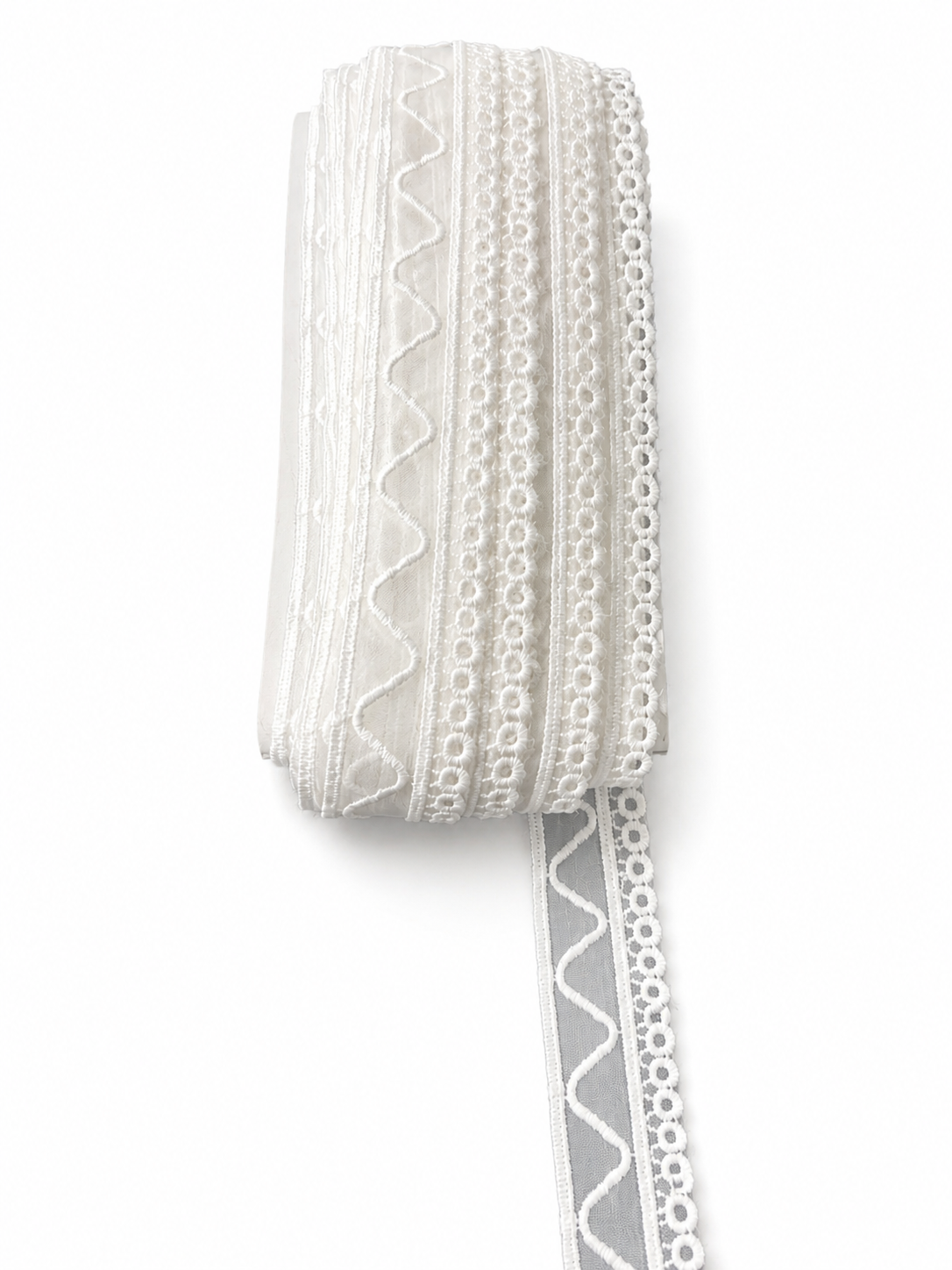 White Embroidered Lace Trim – Floral Eyelet Decorative Sewing Border