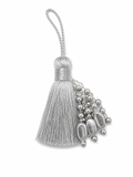 Silver Thread Tassel Latkan with Metallic Beads – 1 Piece