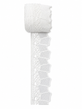 Premium White Geometric Embroidered Lace Trim – Decorative Scalloped Border (Sold by Meter)