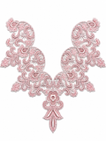 Blush Pink Floral Lace Neck Appliqué – Embroidered V-Neck Sew-On Patch for Kurtis, Blouses & Dresses