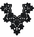 Premium Beaded Neck Appliqué Patch – Black Floral Design