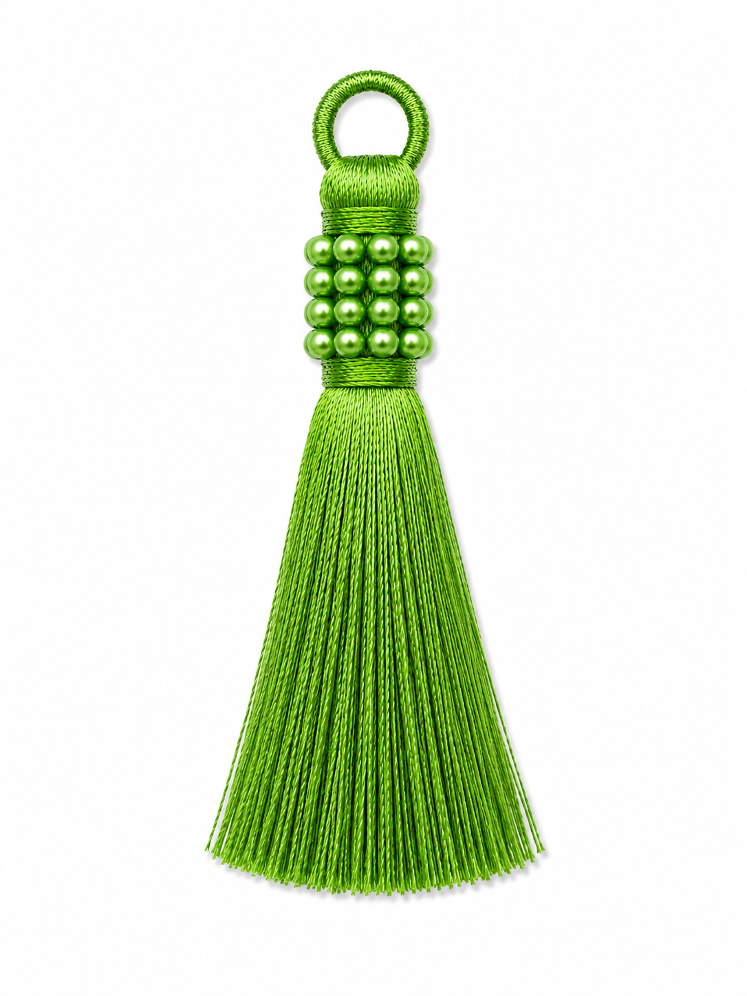 Green Pearl Beaded Thread Tassel Latkan – 1 Piece