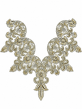 Champagne Gold Floral Lace Neck Appliqué – Embroidered V-Neck Sew-On Patch for Kurtis, Blouses & Dresses