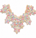 Premium Designer Beaded Neckline Patch – Pastel Floral Embroidery