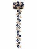 Navy Blue Floral Embroidered Lace Trim – Decorative Flower Border | Sold by the Meter