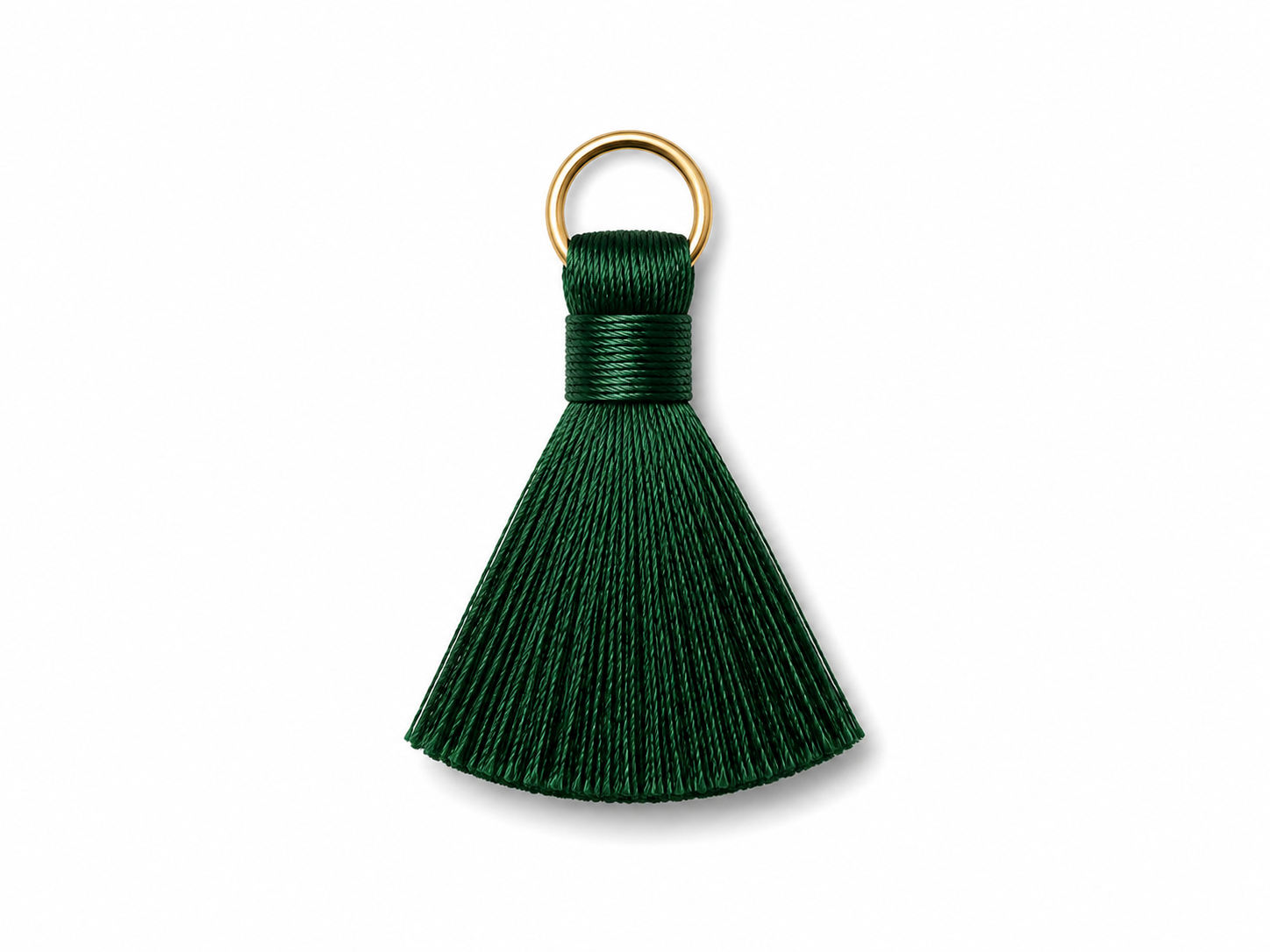 Dark Forest Green Thread Tassel Latkan with Golden Ring – 1 Piece