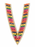 Premium Multicolor Mirror Neck Patch – Traditional Embroidered V-Neck Appliqué (1 Piece)