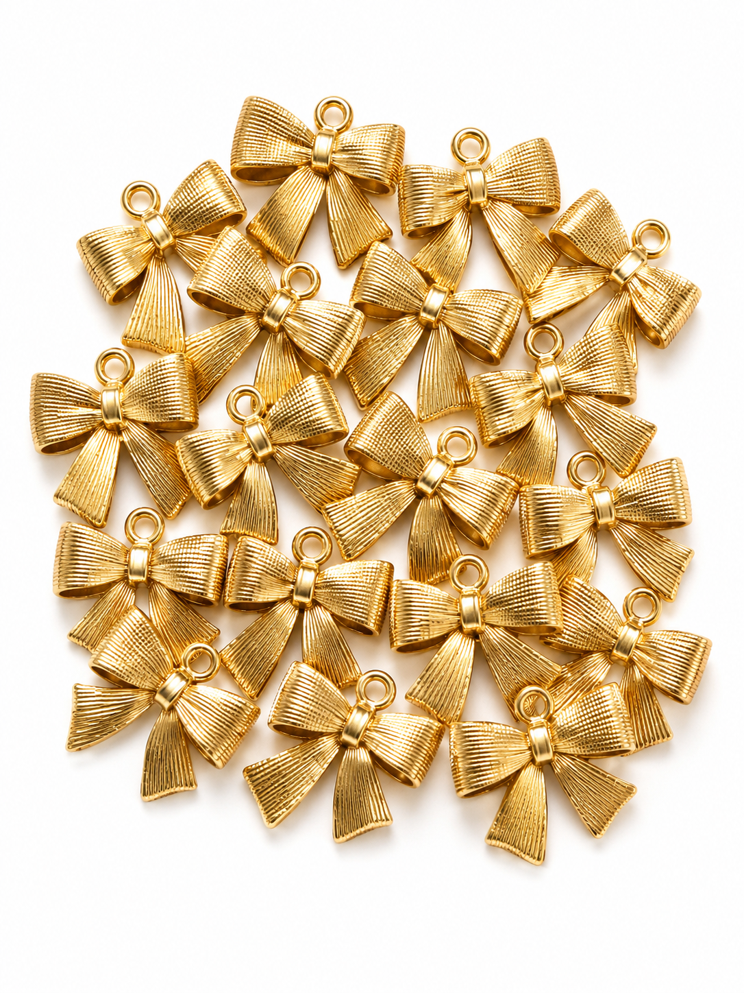 Gold Bow Decorative Charm Pendant – Metallic Ribbon Bow for DIY Latkan, Jewelry & Craft Projects