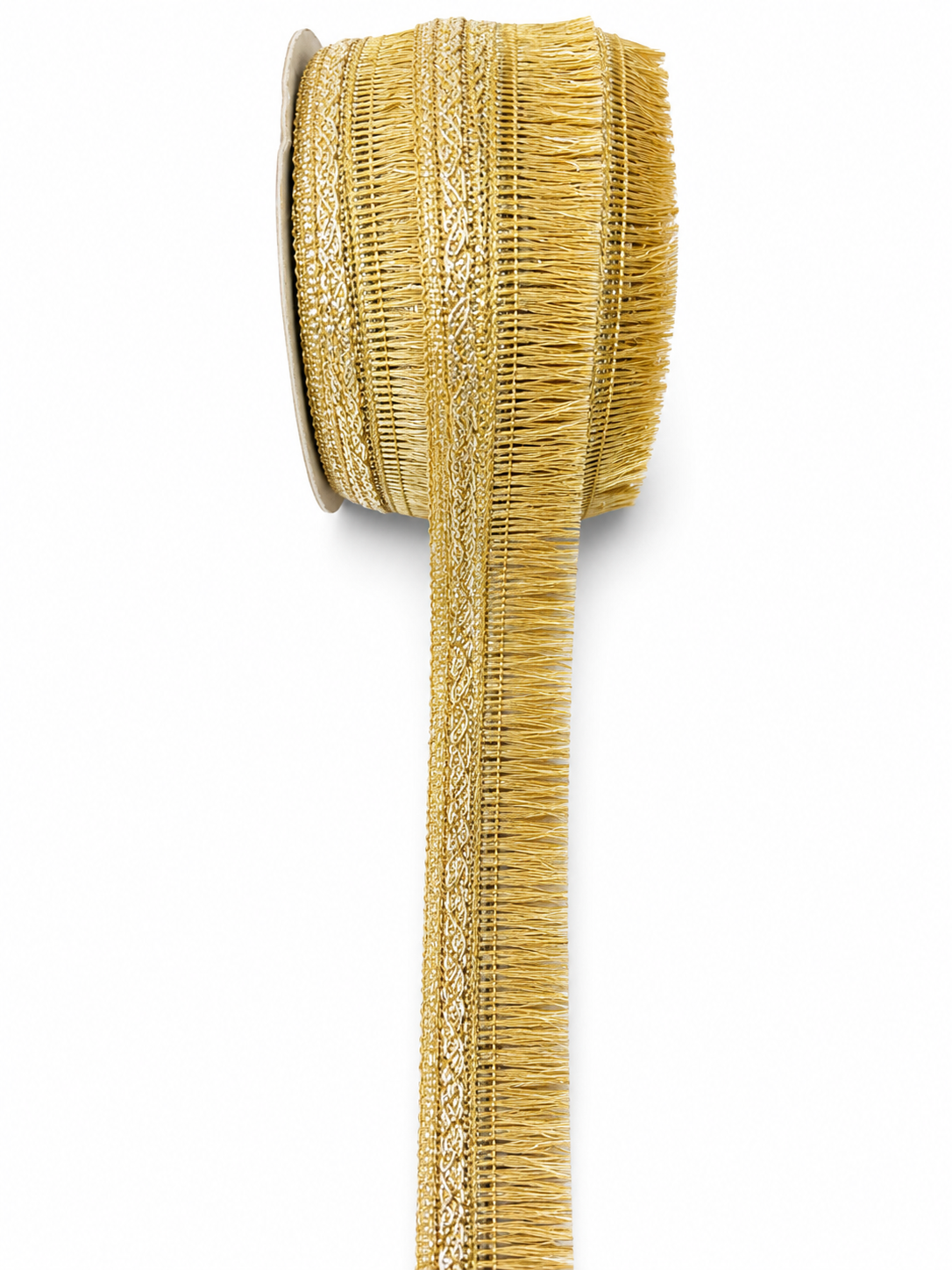 Premium Gold Fringe Trim Lace – Decorative Metallic Tassel Border for Sarees, Lehengas & Home Décor