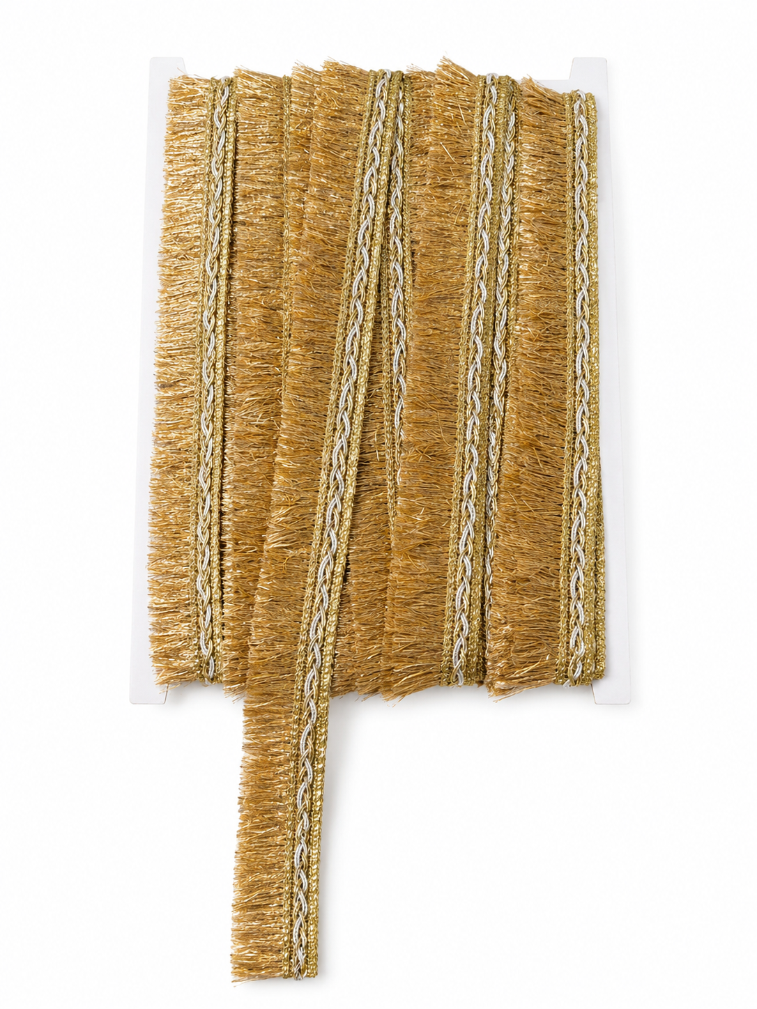 Gold Fringe Trim with Braided Border – Decorative Tassel Lace for Costumes, Curtains & Upholstery