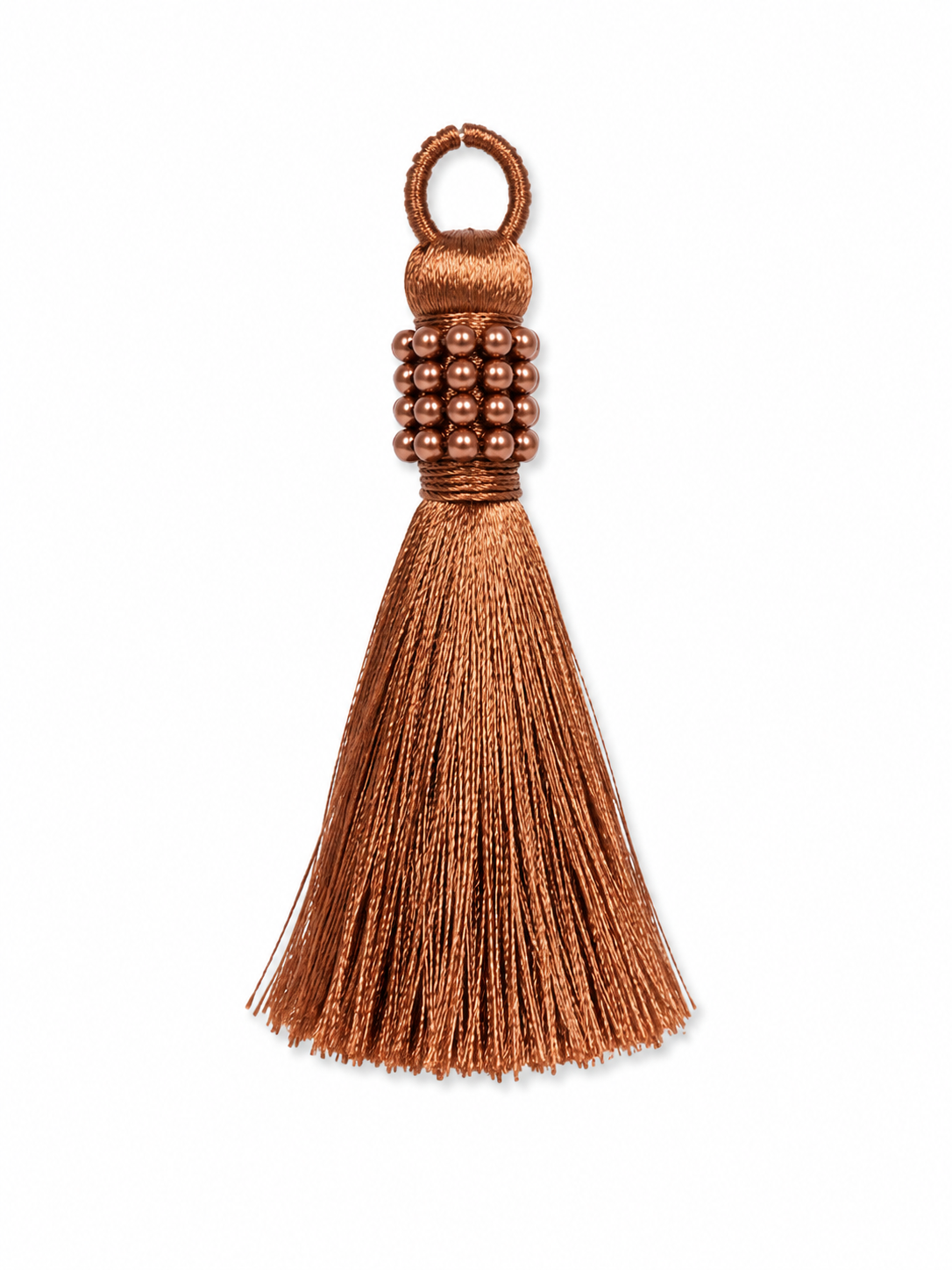 Copper Brown Thread Tassel Latkan with Pearl Beads – 1 Piece