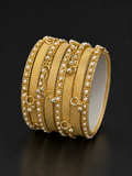 Traditional Golden Pearl Charm Bangle Set – Complete Set